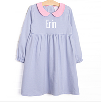 Erin Long Sleeve Dress, Pink and Periwinkle Stripe
