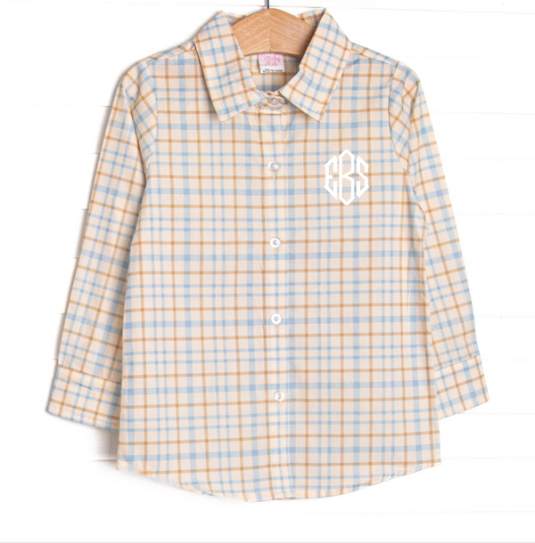 Perfect Day Plaid Button-Up Shirt, Blue