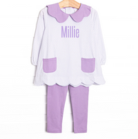 Dot Your Darling Collared Pocket Legging Set, Purple