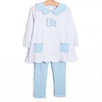 Dot Your Darling Collared Pocket Legging Set, Blue