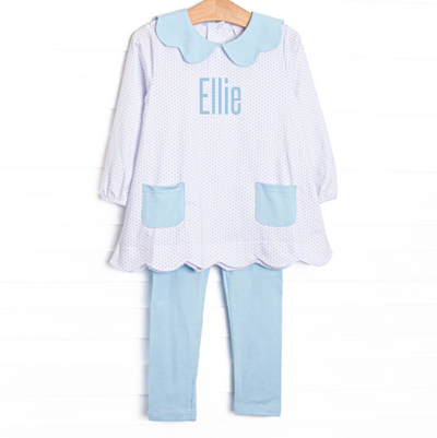 Dot Your Darling Collared Pocket Legging Set, Blue