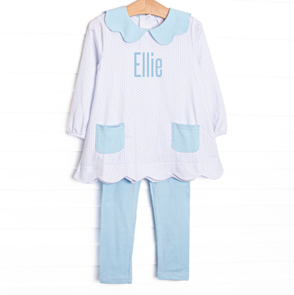 Dot Your Darling Collared Pocket Legging Set, Blue