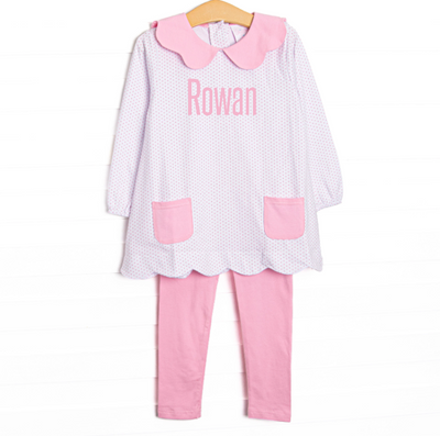 Dot Your Darling Collared Pocket Legging Set, Pink