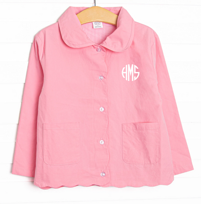 Sissy Scalloped Pocket Light Weight Coat, Pink