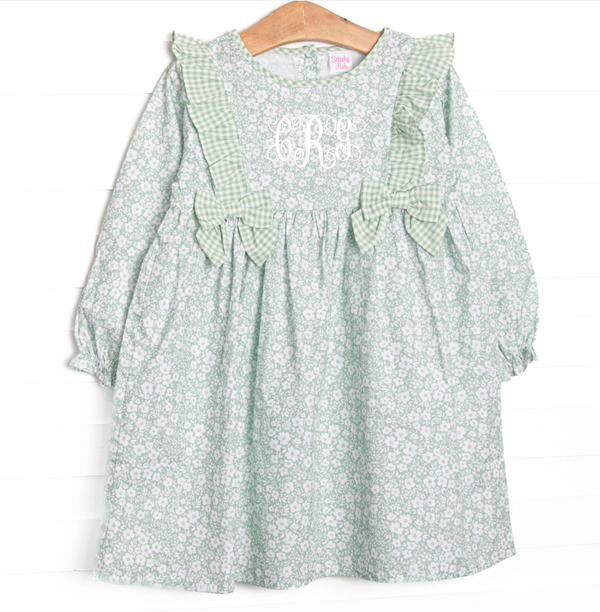 Garden Gate Gingham Side Tie Dress, Green