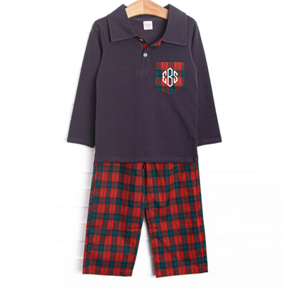Holiday Heritage Polo Pocket Pant Set, Navy