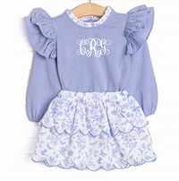 Timeless Toile Skirt Set, Blue