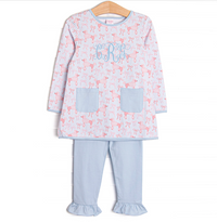 Park Avenue Poodles Pocket Ruffle Legging Set, Blue