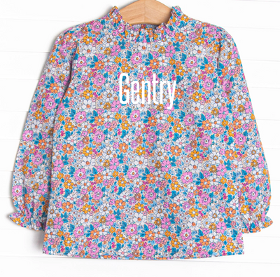 Bali Blooms Long Sleeve Top, Orange
