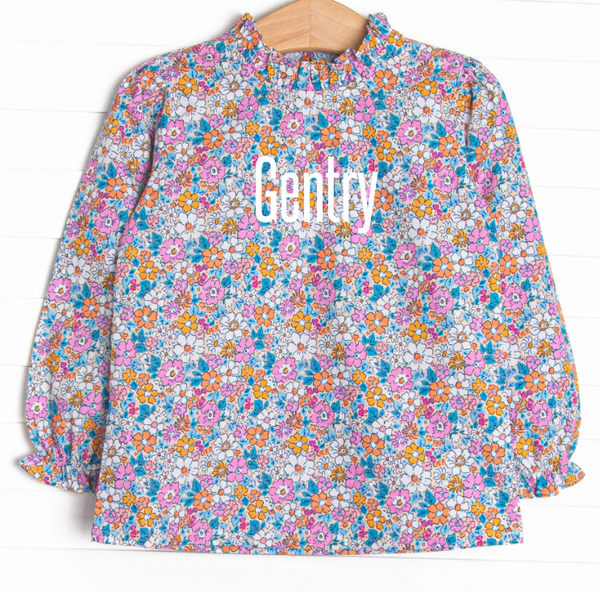 Bali Blooms Long Sleeve Top, Orange