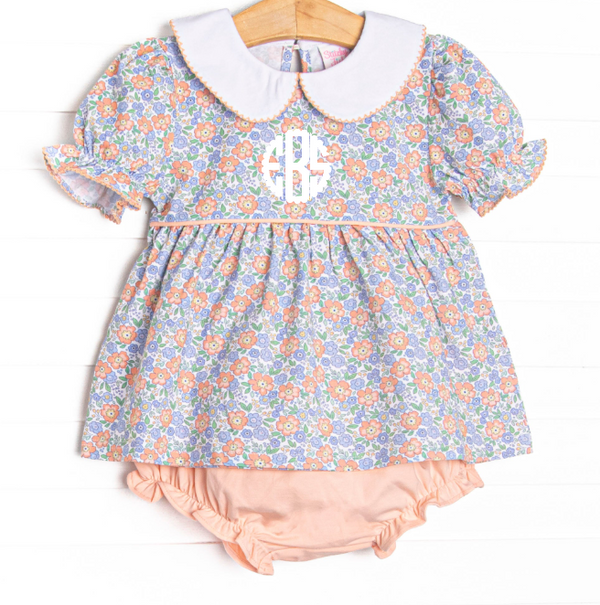 Drenched in Dahlias Collared Diaper Set, Blue