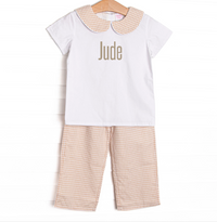 Jude Pant Set, Tan Gingham