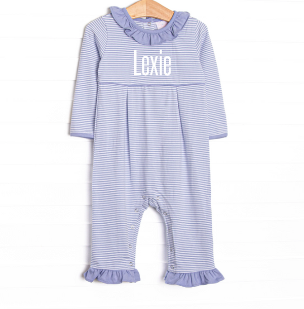 Lexie Ruffle Romper, Periwinkle Stripe