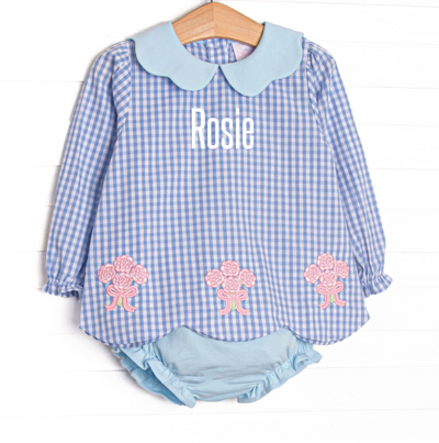 Wrapped in Roses Applique Diaper Set, Blue