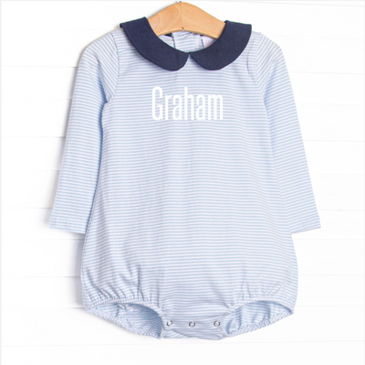 Graham Collared Bubble, Navy and Light Blue Stripe