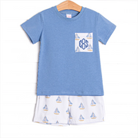 Sea Breeze and Sails Short Set, Blue