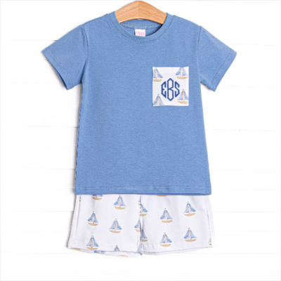 Sea Breeze and Sails Short Set, Blue