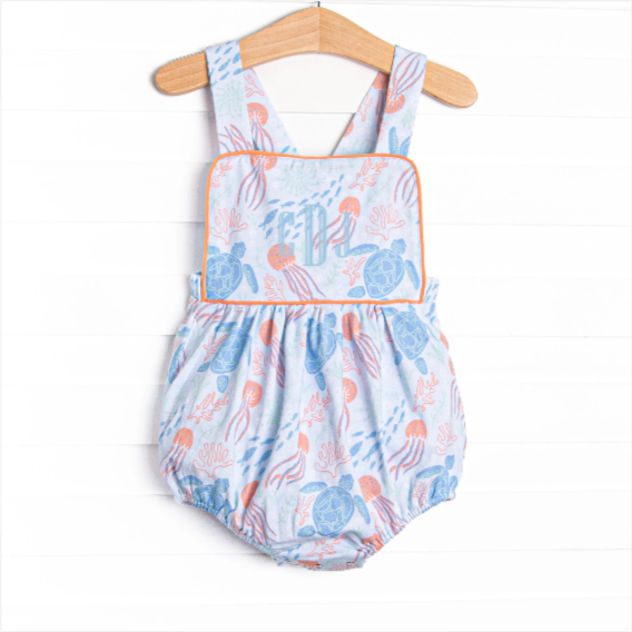 Sea Turtle Season Sunsuit, Blue