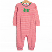 Seasonal Stripes Pima Romper, Red