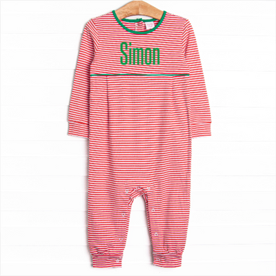 Seasonal Stripes Pima Romper, Red