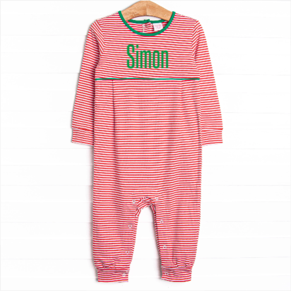 Seasonal Stripes Pima Romper, Red