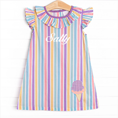 Sherbet Scoops Applique Dress, Purple