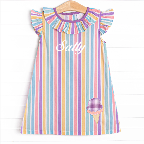 Sherbet Scoops Applique Dress, Purple