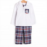 Simon Pant Set, Navy and Red Plaid