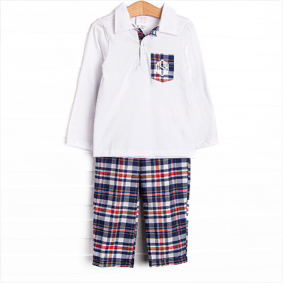 Simon Pant Set, Navy and Red Plaid