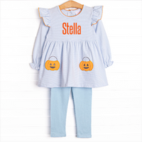 Snack O'Lantern Applique Legging Set, Blue