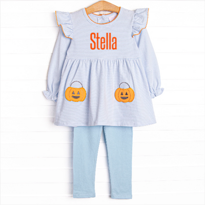 Snack O'Lantern Applique Legging Set, Blue