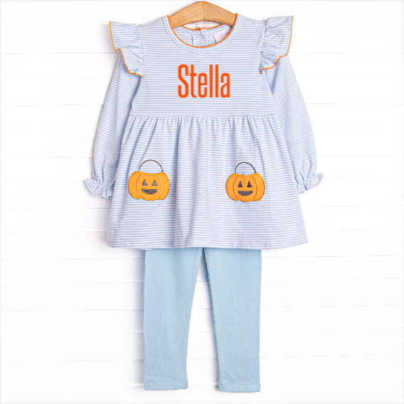 Snack O'Lantern Applique Legging Set, Blue