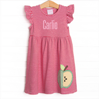 Snack Time Slices Applique Dress, Red