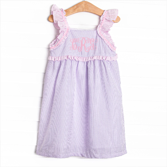 Spring into Seersucker Dress, Purple