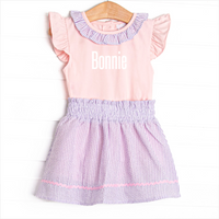 Spring into Seersucker Skirt Set, Purple
