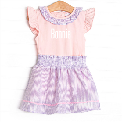 Spring into Seersucker Skirt Set, Purple