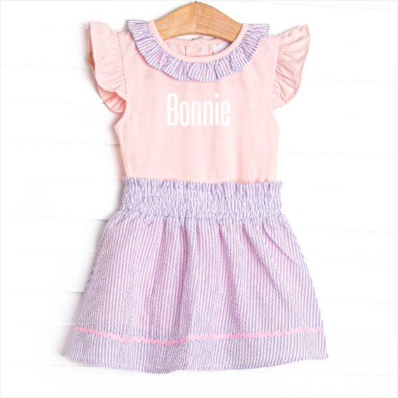 Spring into Seersucker Skirt Set, Purple