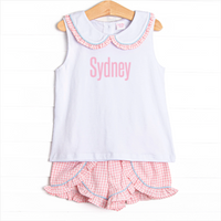 Summer Sakura Ruffle Short Set, Pink