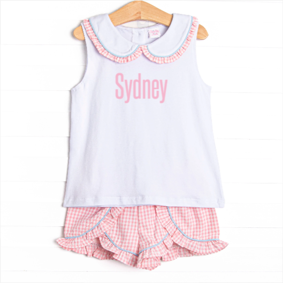 Summer Sakura Ruffle Short Set, Pink