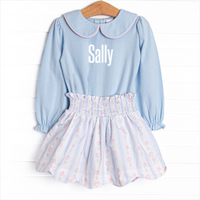Sweet Pea Stripes Skirt Set, Blue
