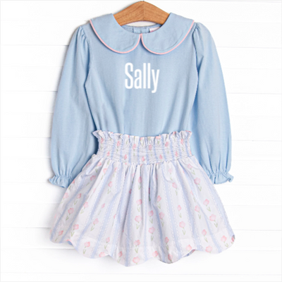 Sweet Pea Stripes Skirt Set, Blue
