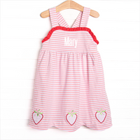 Sweetest Pick Applique Dress, Pink Stripe