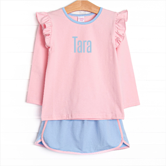 Tara Tennis Skirt Set, Pink and Blue