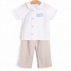 Thanksgiving Day Collared Pant Set, Tan