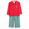 Tinsel and Thyme Pant Set, Red and Green Stripe