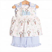 Up From the Grave Garden Short Set, Blue
