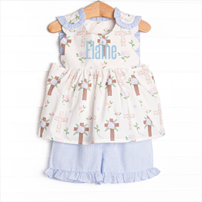 Up From the Grave Garden Short Set, Blue
