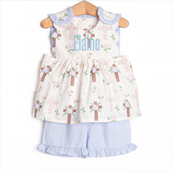 Up From the Grave Garden Short Set, Blue