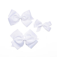 Traditional Grosgrain Hair Bow, Porcelain White