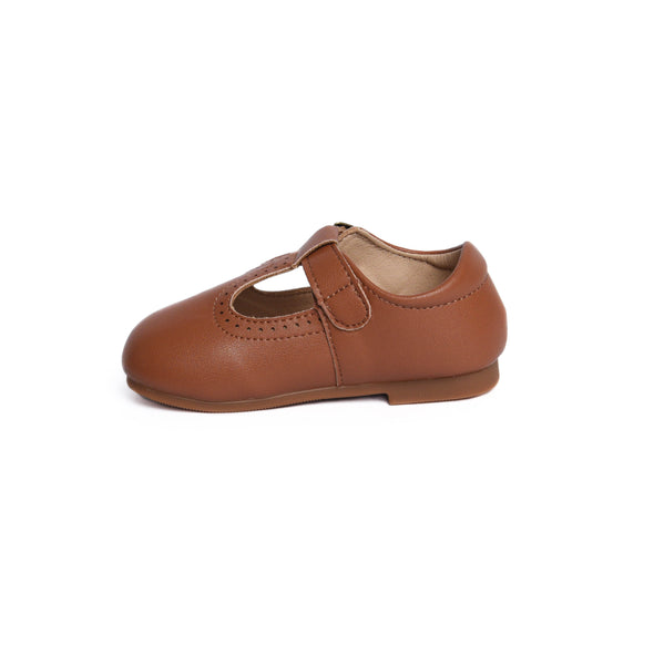 Mary Jane T-Strap Shoes, Tan